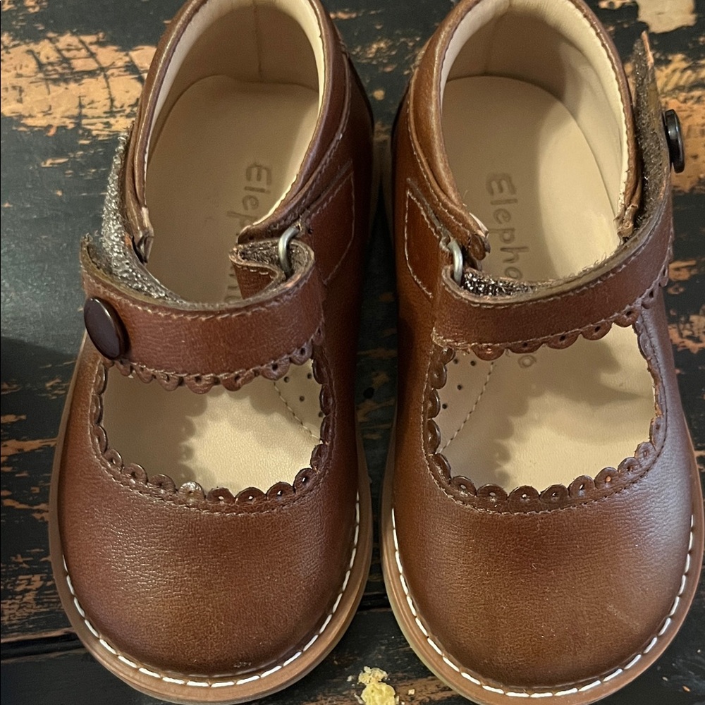Elephantito Tan Mary Jane Kids Dress Shoes